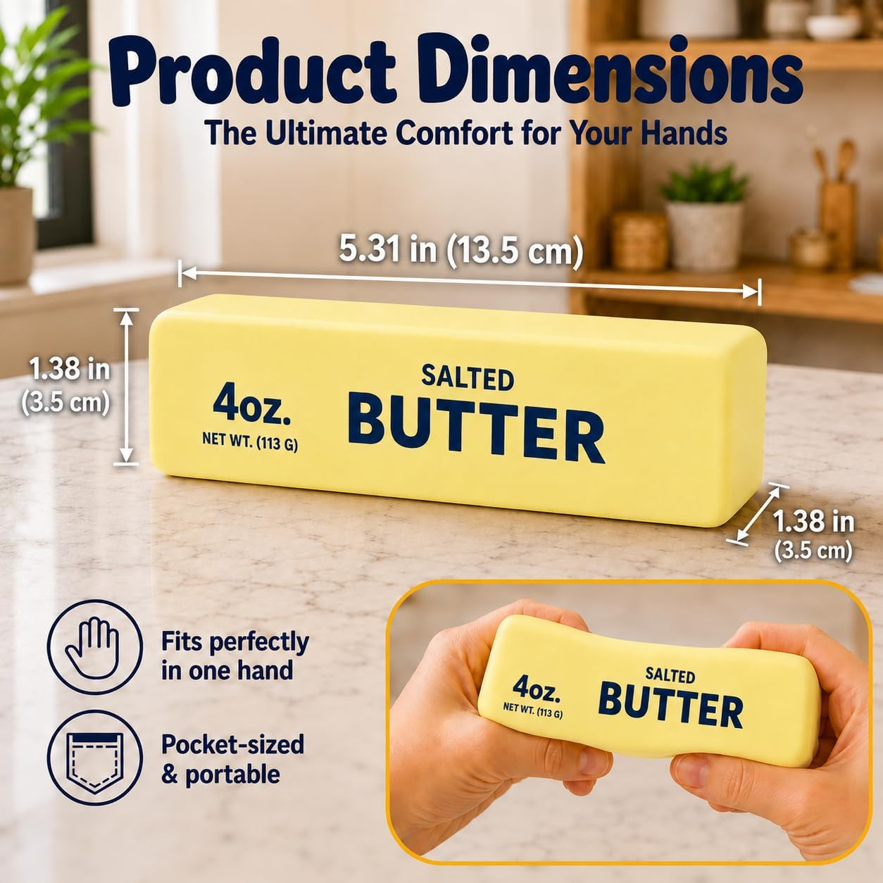 2PCS Butter Squishy, Slow Rising Squishy Toys, Buter Squishy, Squishy Toy, Squeeze Realistic Butter Stick Soft Squeeze Toys, Stress Relief Squishy Fidget Toys